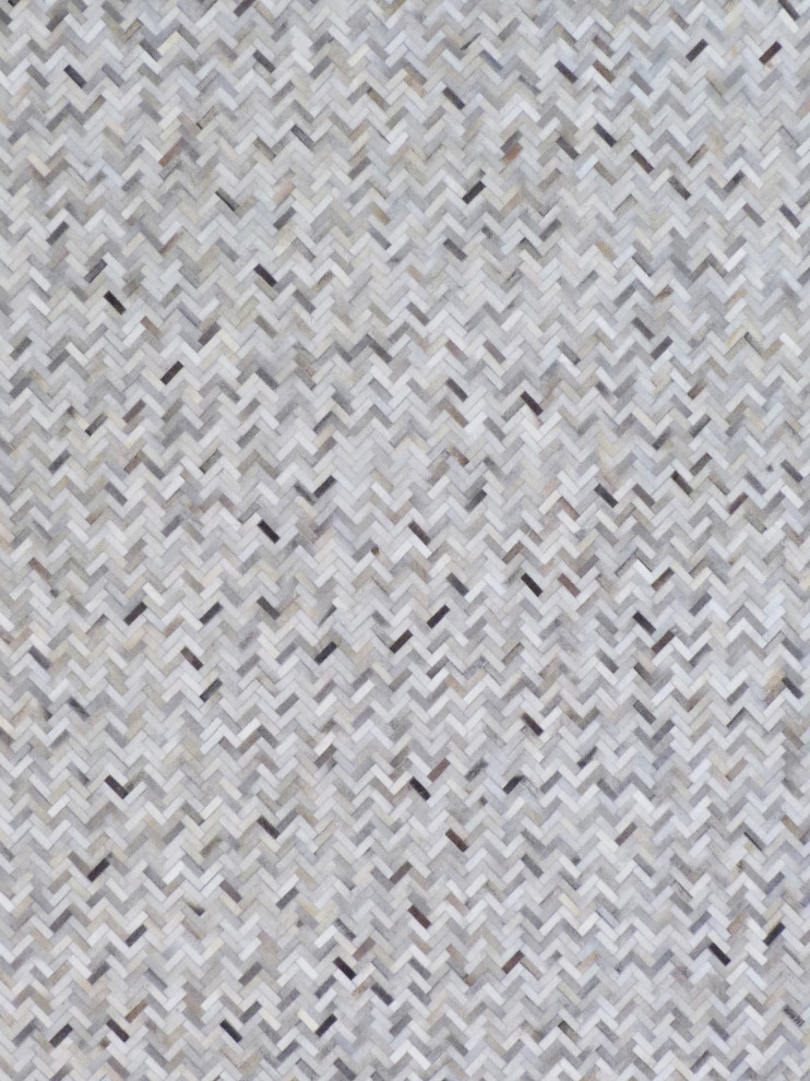 Mosaic Leather Cowhide Silver Area Rug