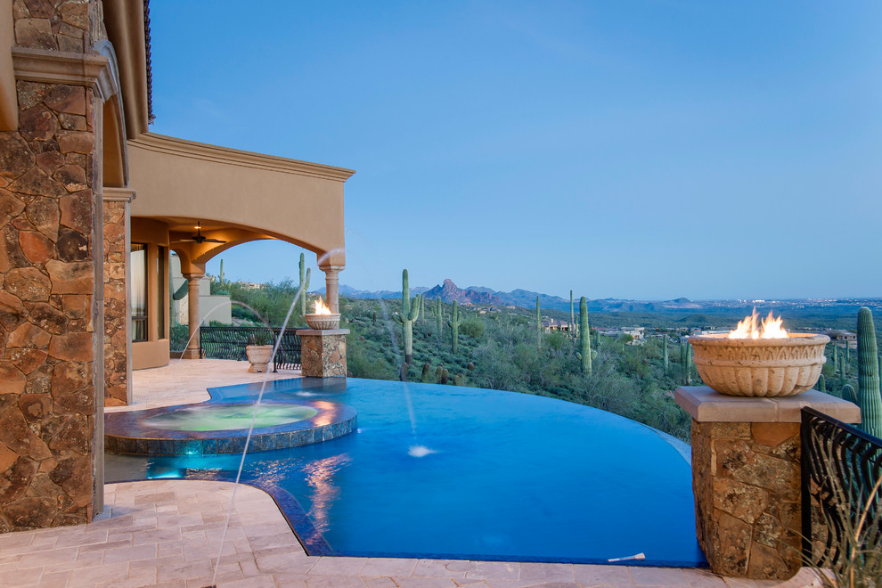 This is an example of a mediterranean infinity pool in Phoenix.