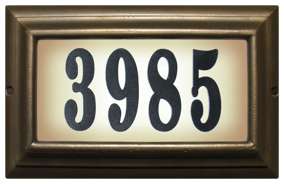 Large "Do It Yourself Kit" Lighted Address Plaque, Oil Rub Bronze Frame