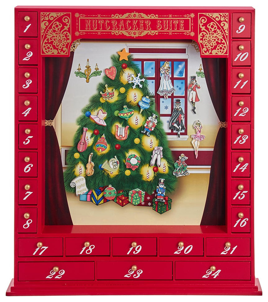 17.5" Wooden Nutcracker Suite Advent Calendar Holiday Accents And