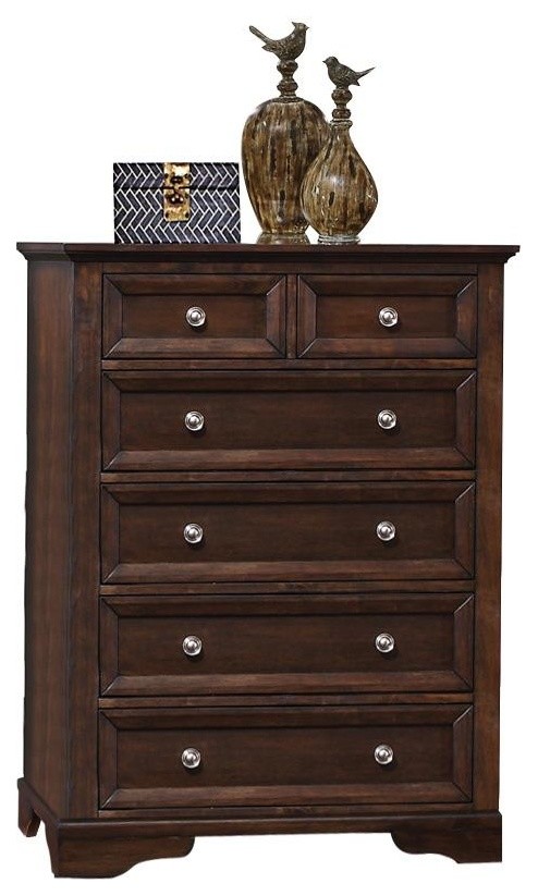 Elkwood Rustic Country 6 Drawer Chest Espresso Traditional
