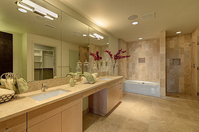 Master Bathroom with Jack and Jill Sinks - Contemporary - Bathroom ...