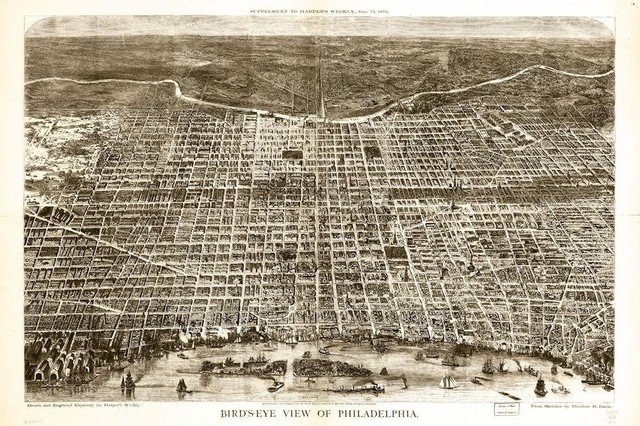 Old Maps Of Philadelphia Historic Philadelphia, Pa Map 1872, Vintage Pennsylvania Art Print Decor -  Traditional - Prints And Posters - By Ted's Vintage Art | Houzz