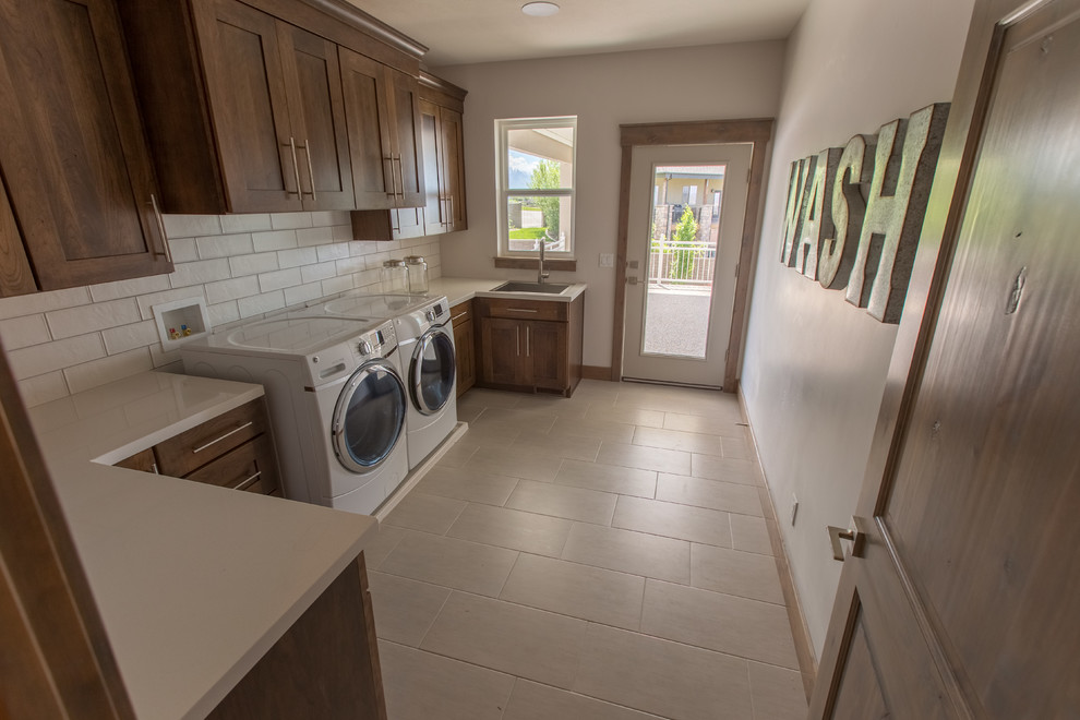 Design ideas for a transitional laundry room in Salt Lake City.