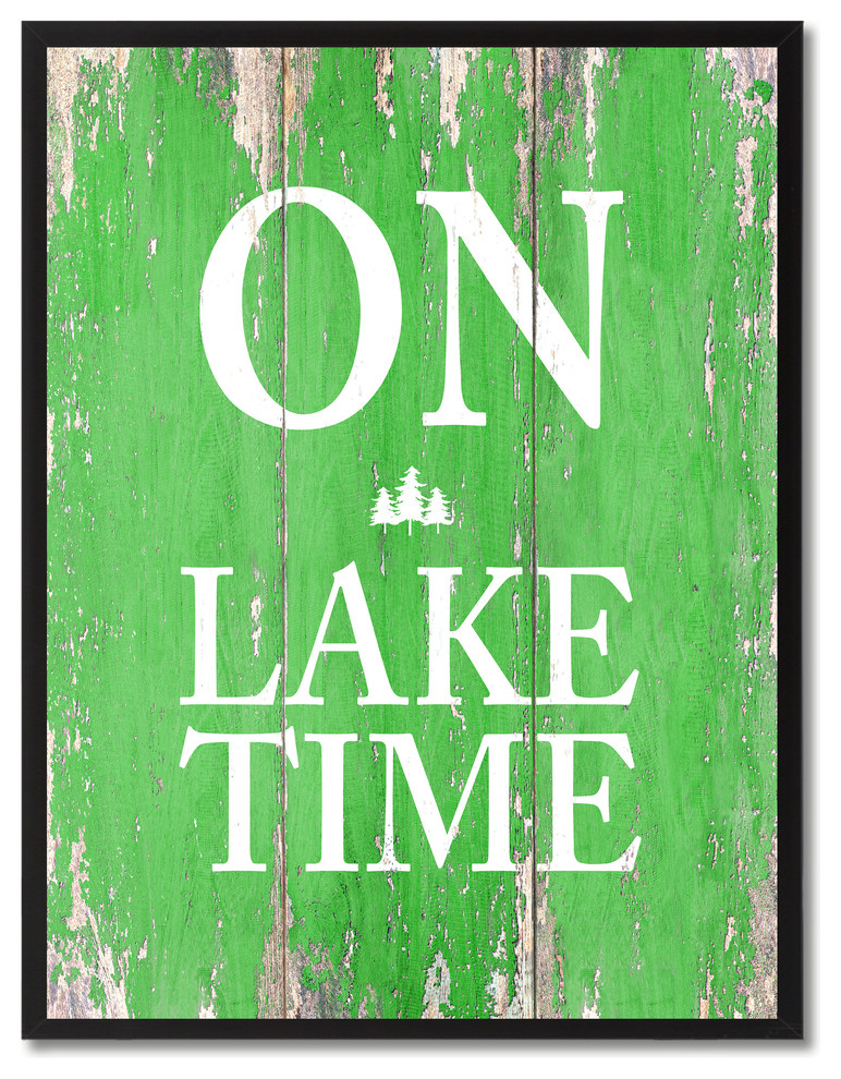 On Lake Time Inspirational, Canvas, Picture Frame, 22"X29"
