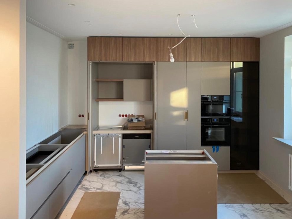 Кухня Cesares, фасады шпон/ FENIX, бытовая техника  KUPPERSBUSCH