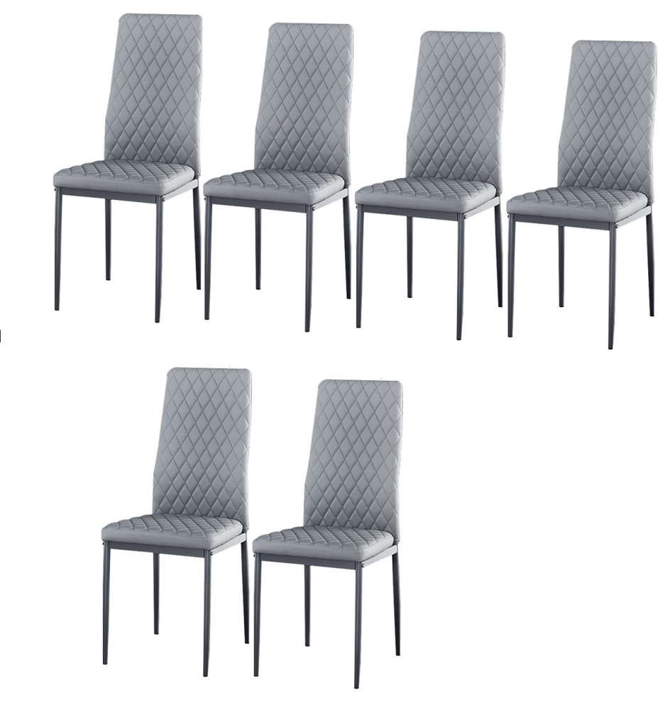 Set of 6 Light Gray Dining Chairs Midcentury Dining Chairs by