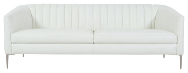 Pearl Full Leather Sofa, Snow