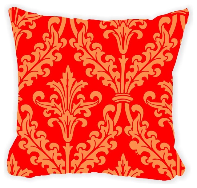 Red Damask Microfiber Throw Pillow Contemporary Decorative Red Damask Microfiber Throw Pillow No Fill