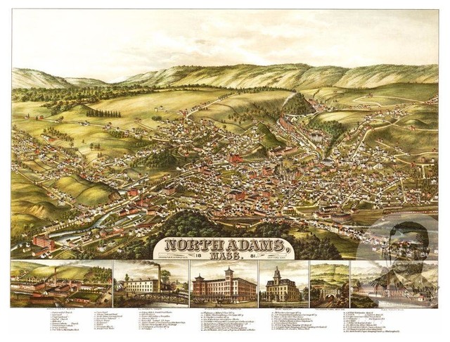 Historic North Adams Ma Map 1881 Vintage Massachusetts Art Print Decor Traditional Prints 3590