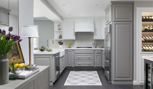 Kitchen Lightens Up With Two Tone Cabinets