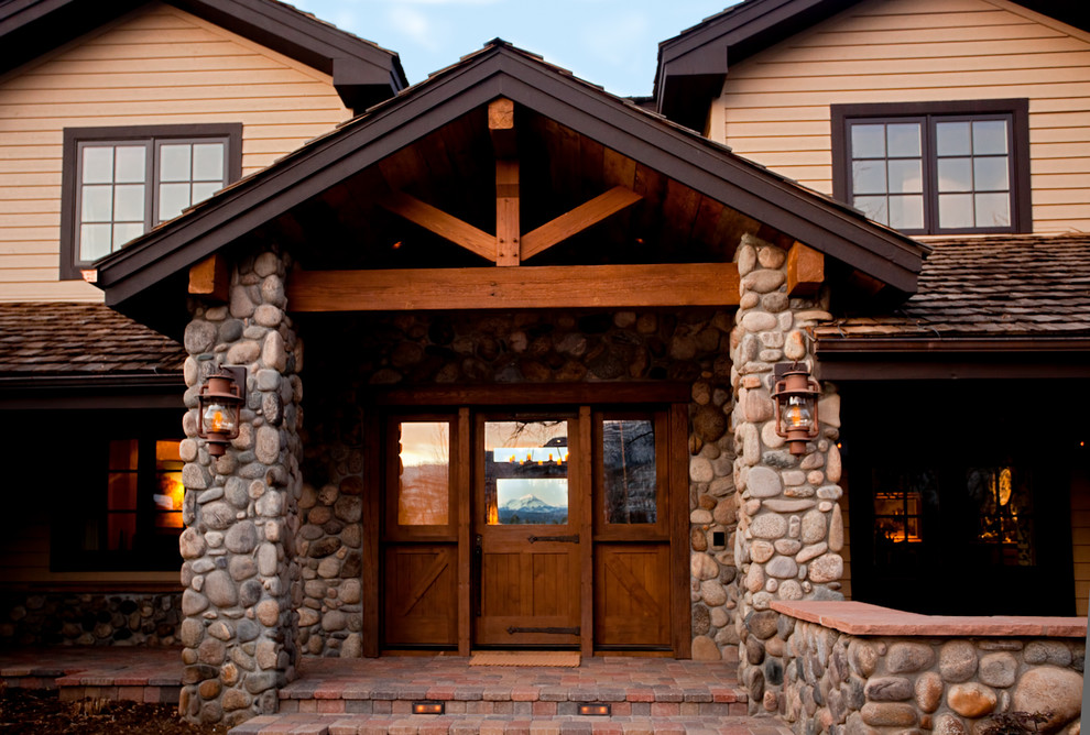 Entryway - rustic entryway idea in Denver