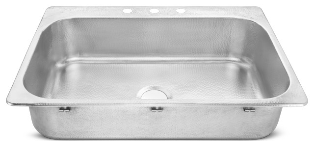 Graham 33" Drop-In Stainless Steel Single Bowl Kitchen Sink, Brushed
