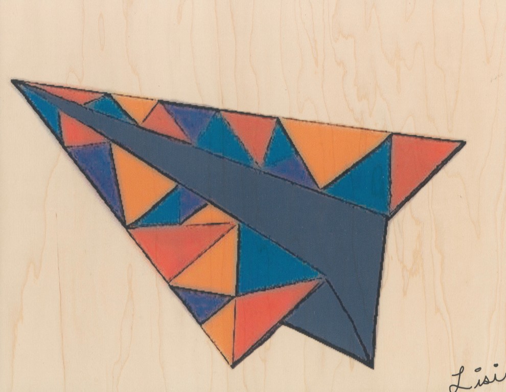 Blue Airplane Triangles 11x14