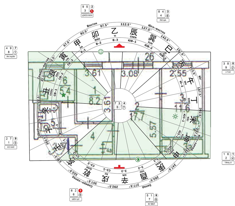 Трехкомнатная квартира (перепланировка фэн-шуй) м. Академическая