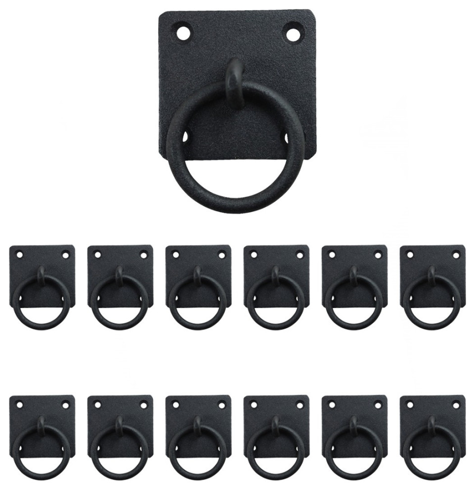 Black Cast Iron Ring Pull Hardware Rustic Style