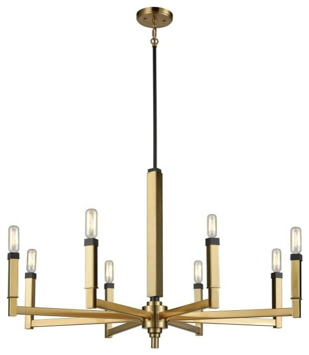 Mandeville 8-Light Chandelier, Satin Brass With Oil Rubbed Bronze Accents