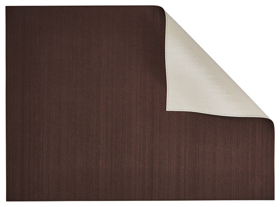 Silk Rectangle Placemats, Set of 4, Dark Chocolate/Ivory