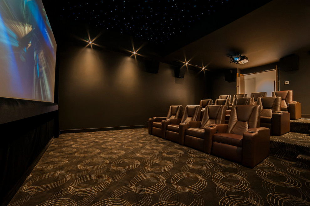 This is an example of a contemporary home theatre in Melbourne.
