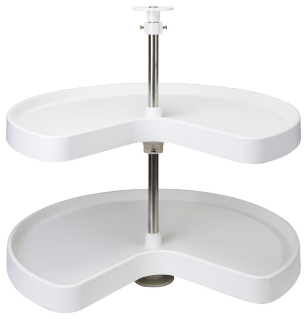 28 inch Diameter Kidney Plastic Lazy Susan Set. Traditional Pantry And Organizers