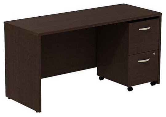 Series C 60" Credenza with Pedestal in Mocha Cherry - Engineered Wood