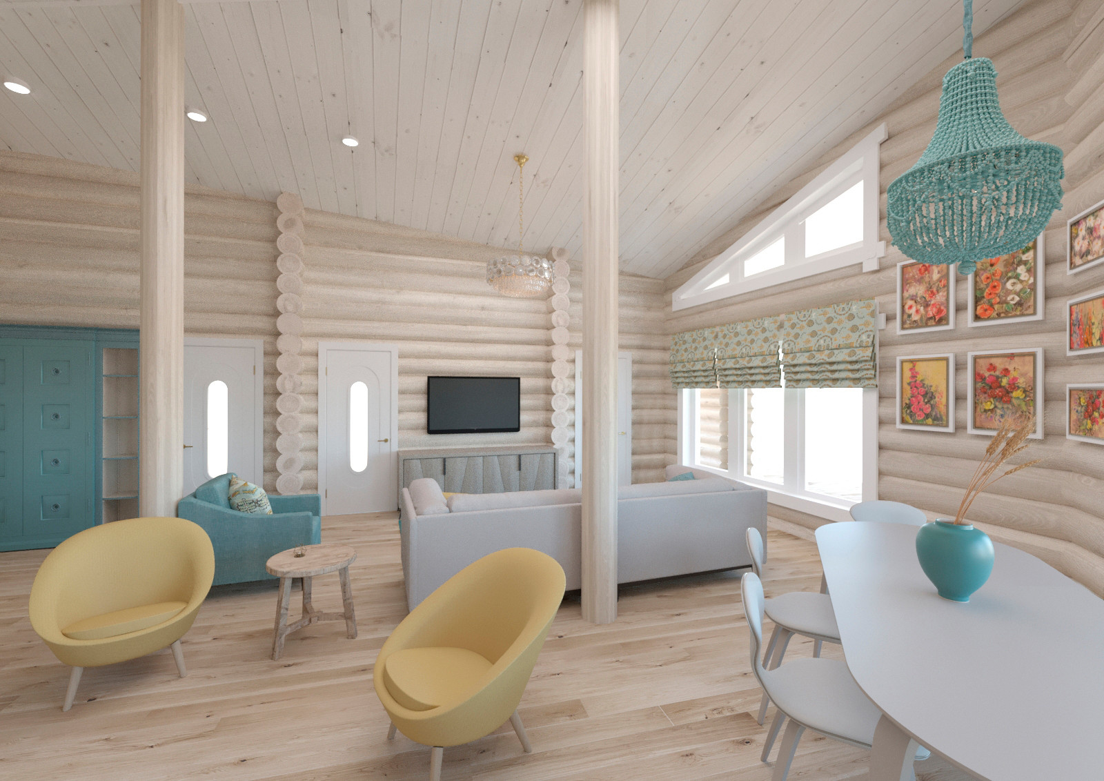 Дизайн загородного дома из бревна