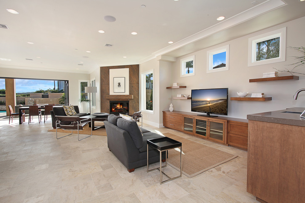 Inspiration for a transitional family room remodel in Orange County