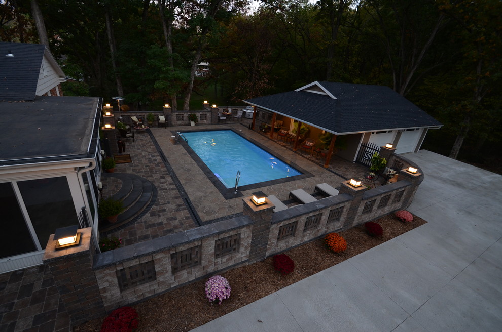 Inspiration for a rustic backyard concrete paver home design remodel
