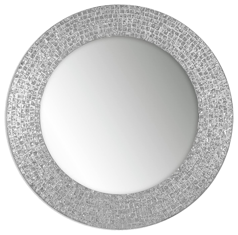 DecorShore 20" Jewel Tone Accent Wall Mirror, Silver Topaz