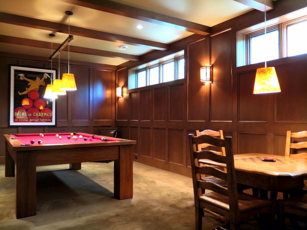 Large transitional home bar in Other.