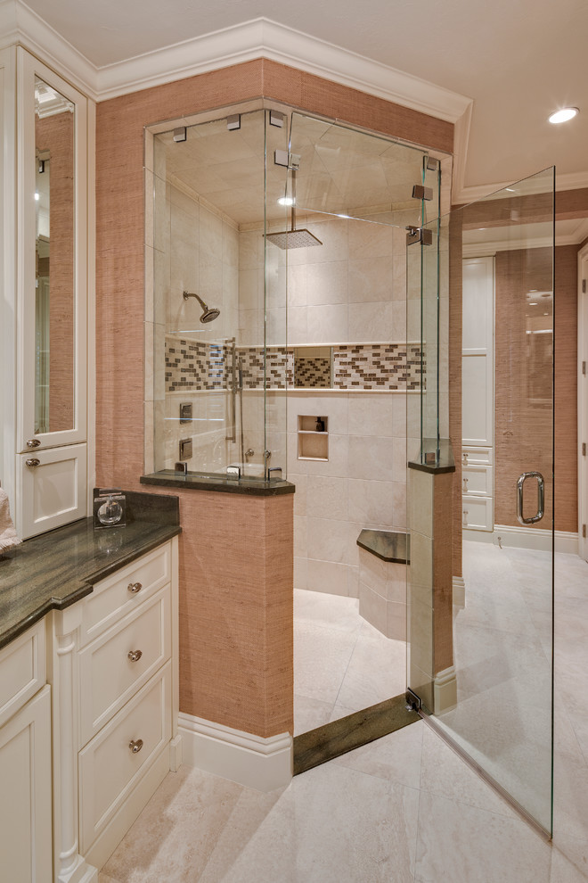 Example of a transitional bathroom design in Miami