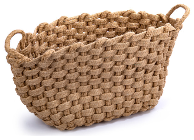 Chunky Braided Jute Storage Basket, 10"x20", Natural