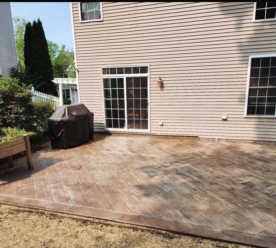 Turtle creek backyard Stamped Concrete patio!