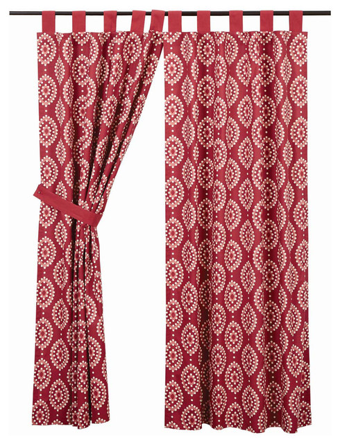 Paloma Tab Top Panel Lined Curtains Crimson Set Of 2 84 X40