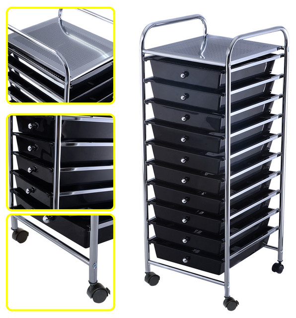 Costway 10 Drawer Rolling Storage Cart Scrapbook Paper Office