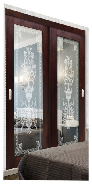 Real Wood Sliding Closet Bypass Door With Colonial Design Transitional Interior Doors By Glass Door Us Houzz