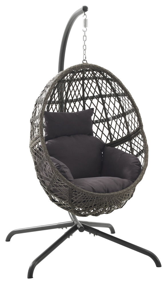 Tess Indoor/Outdoor Wicker Hanging Egg Chair, Egg Chair and Stand