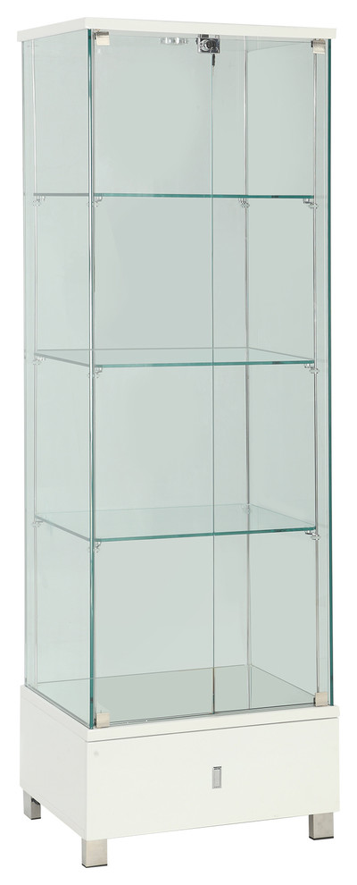 Clear Chintaly Imports All Glass Triangular Curio Cabinet
