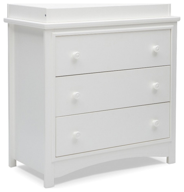 Delta Children Perry 3Drawer Wood Dresser with Changing Top in Bianca