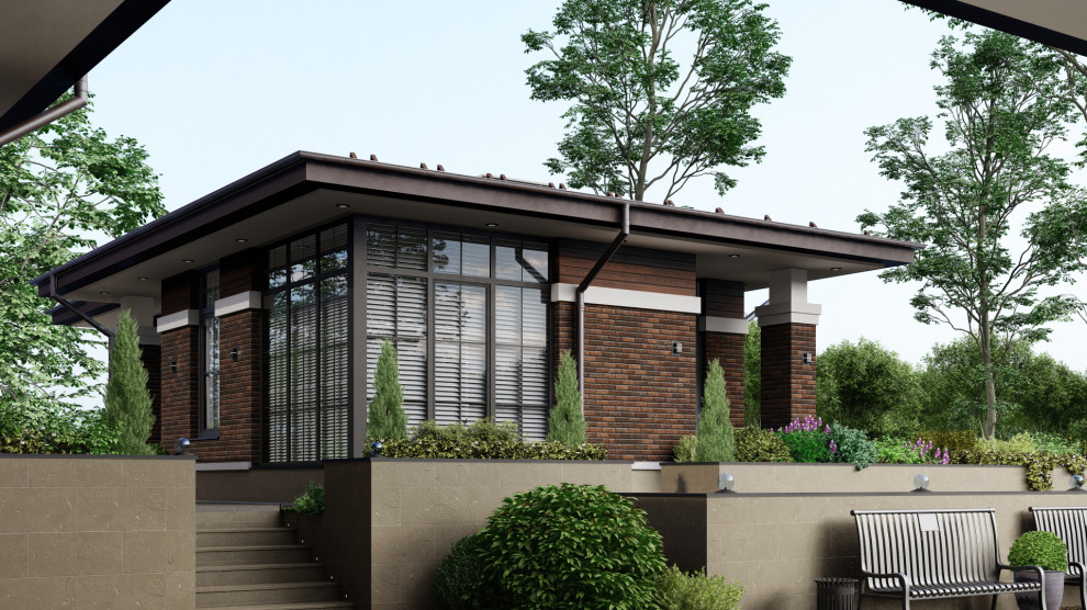 Дом, банный комплекс и гостевой дом в стиле Райт