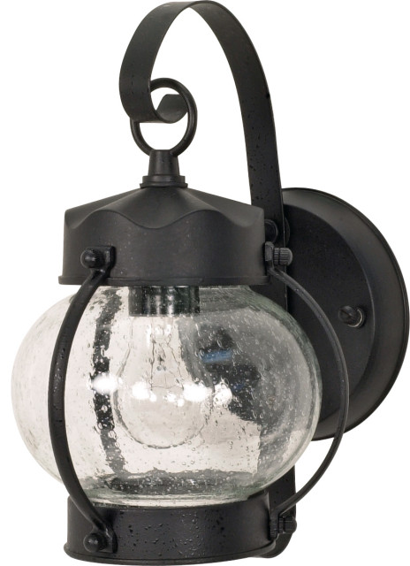 Nuvo 1-Light 11" Wall Onion Lantern W/ Clear Seed Glass In Textured Black