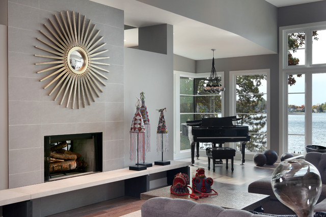 Hasserton - Transitional Prairie Style Lakefront trendy-dagligstue
