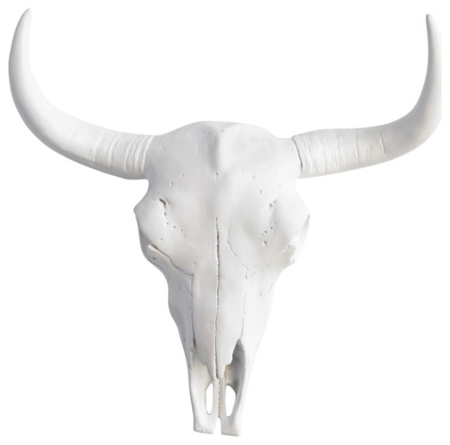 Bison Skull Head Wall Mount, White