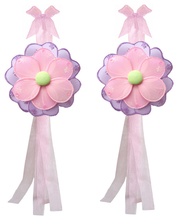 Flower Curtain Tie Backs Pink Purple Green Hailey Tieback Pair