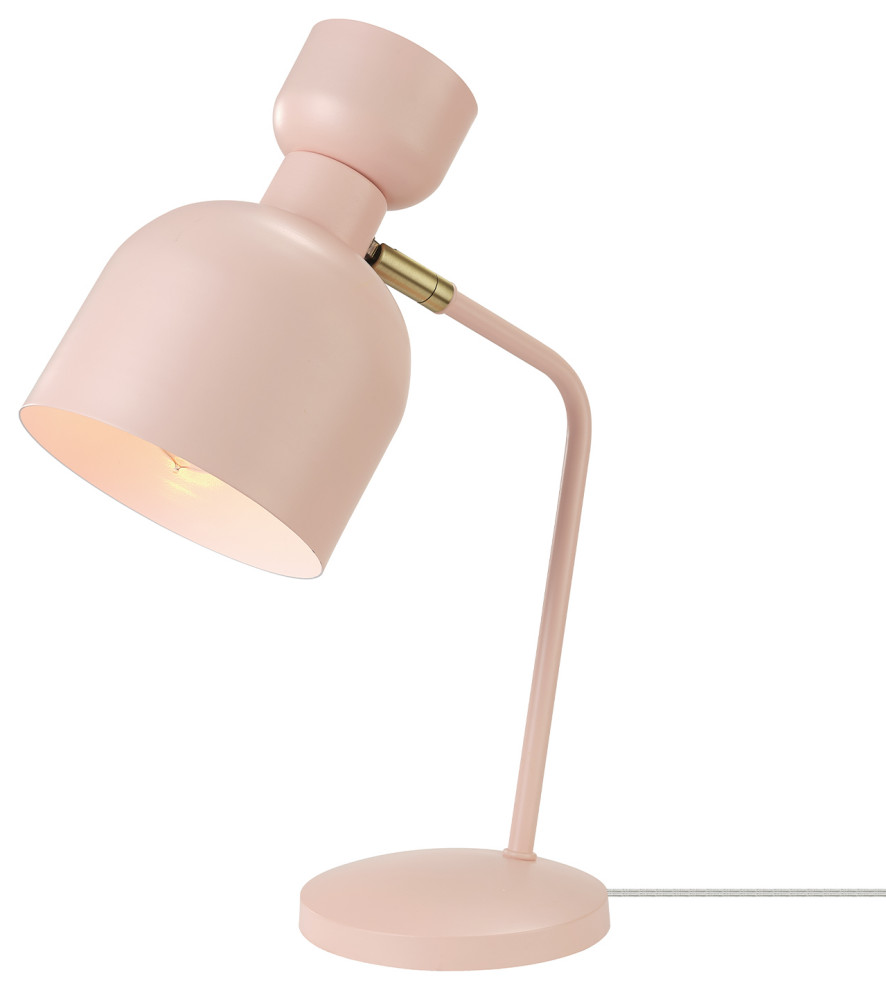 16" Matte Pink Desk Lamp With Pivot Joint Contemporary Desk Lamps