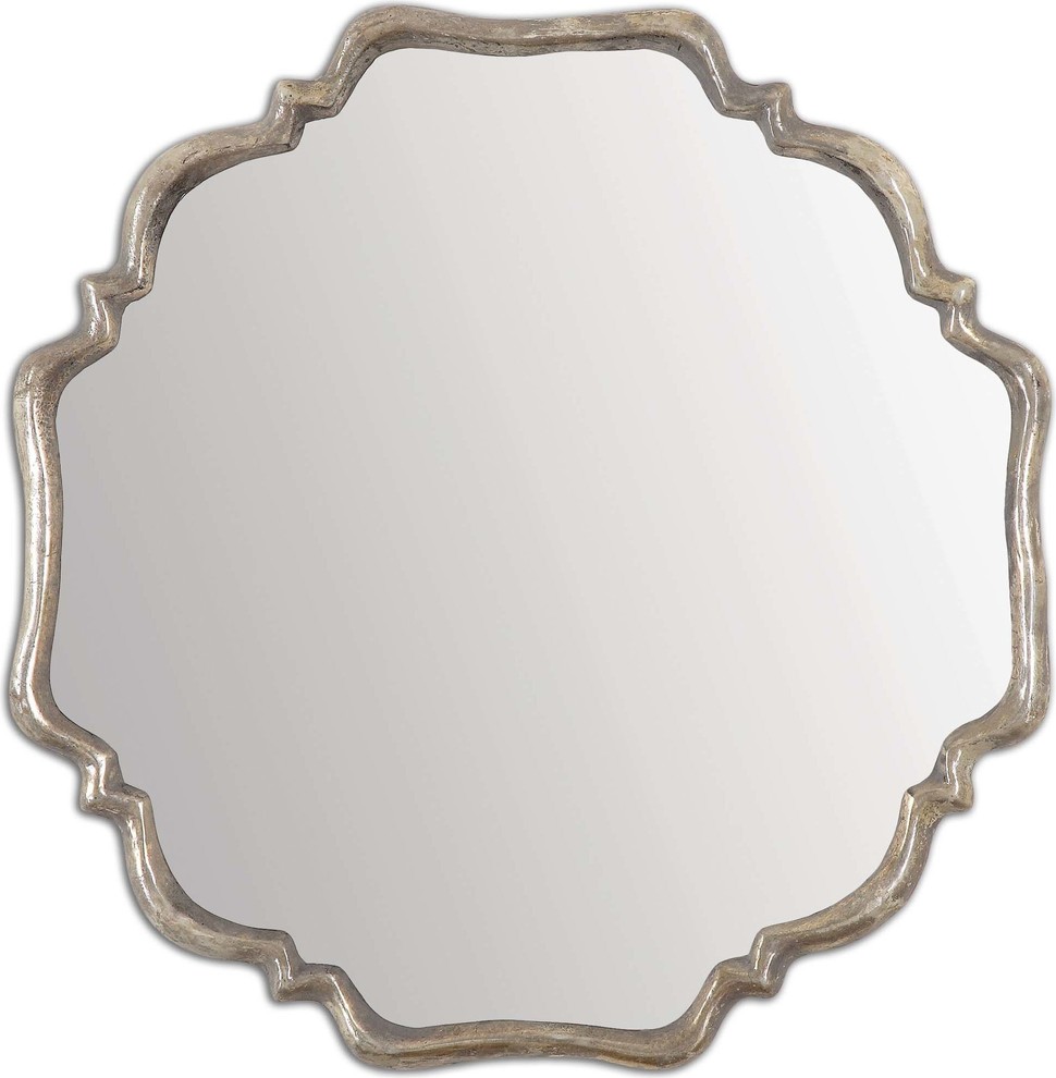 33 Shaped Quatrefoil Silver Wall, White Beaded Quatrefoil Wall Mirror