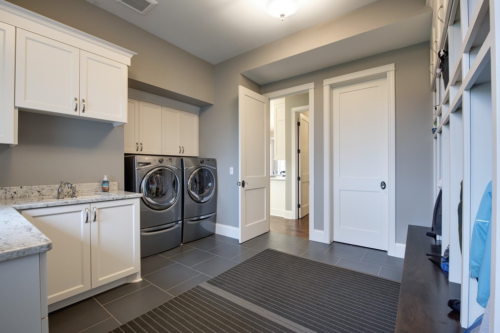Inspiration for a transitional laundry room remodel in Minneapolis