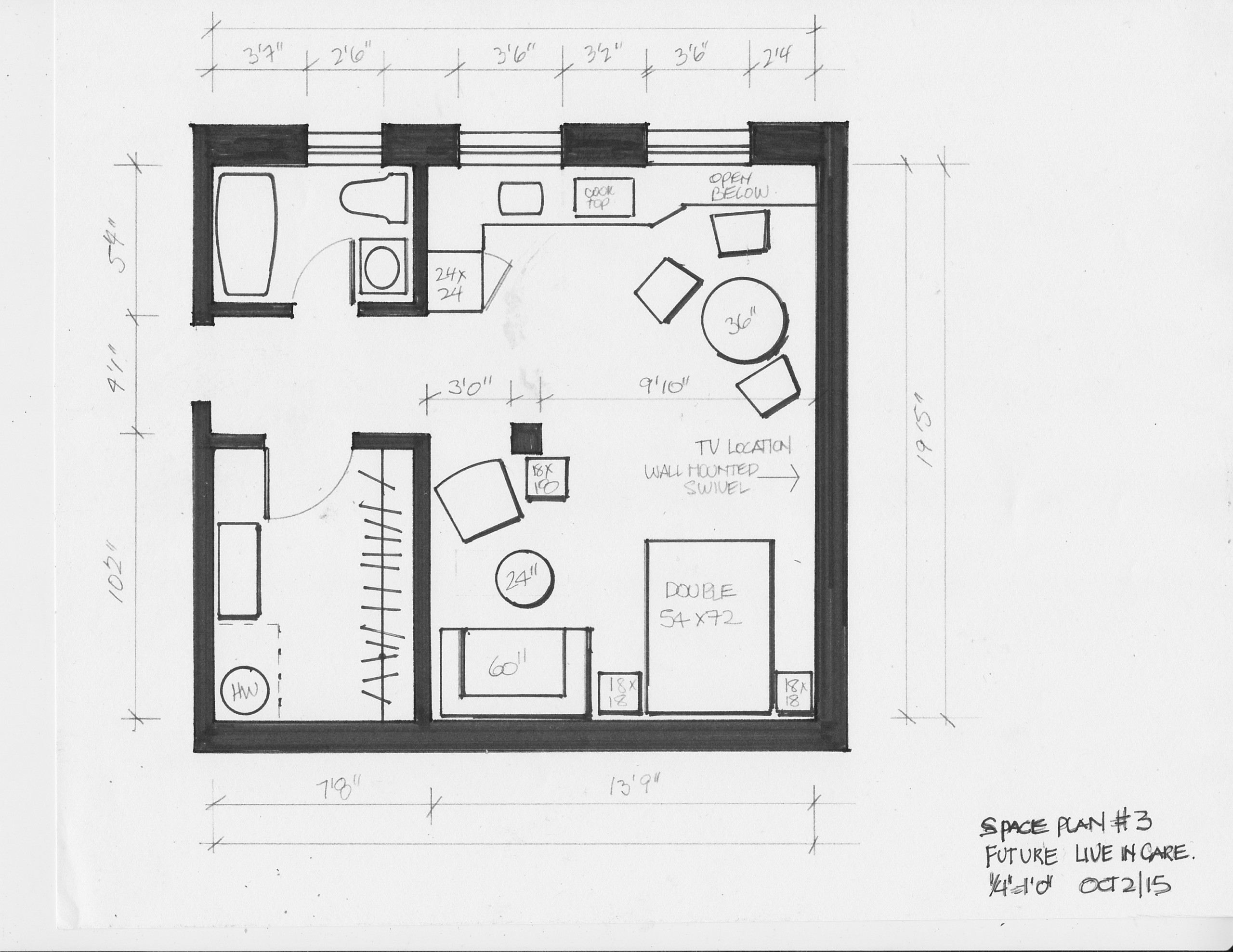 living in place space plans- live-in care suite