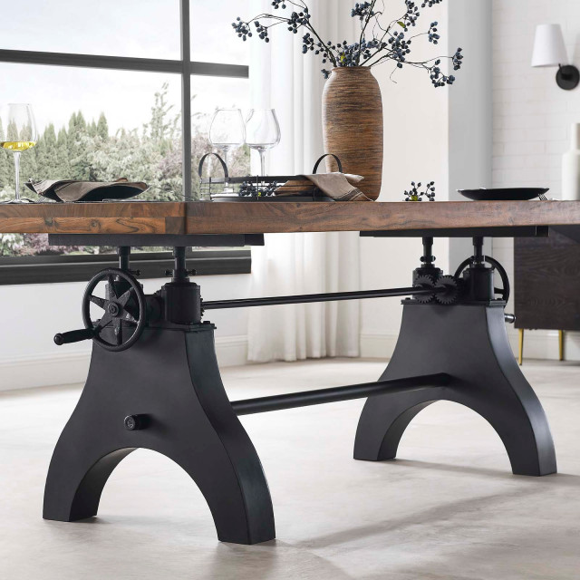 Genuine 96" Crank Adjustable Height Dining and Conference Table Black