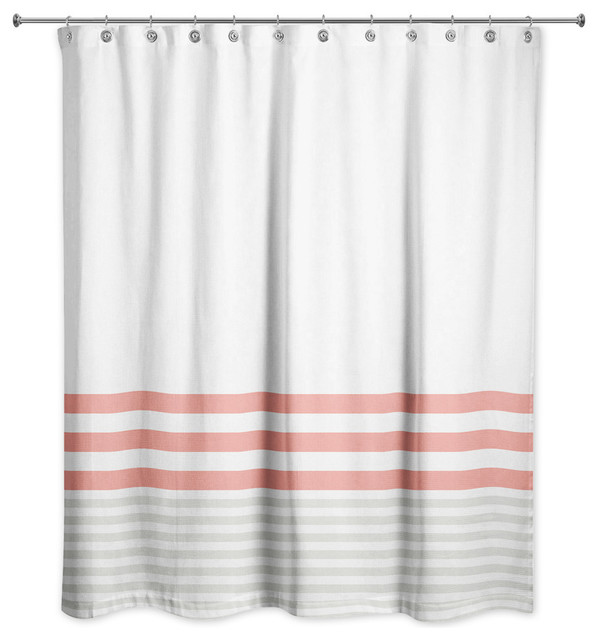 coral and gray shower curtain